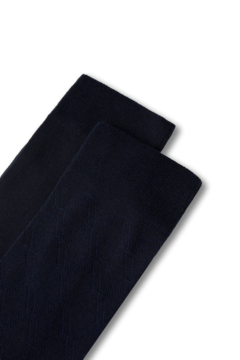 Dark Navy 2-Pack Cotton Lycra Flexible Patterned Thin Sock Set