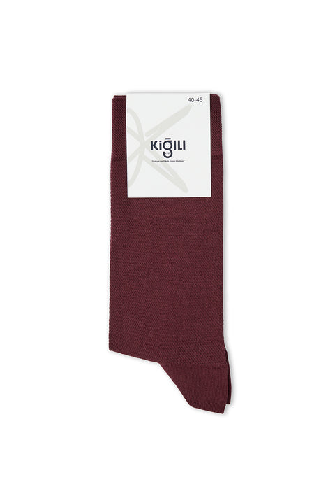 Dark Burgundy Single Patterned Socks