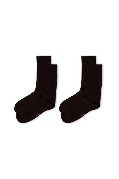Dark Brown 2-Pack Modal Plain Socks