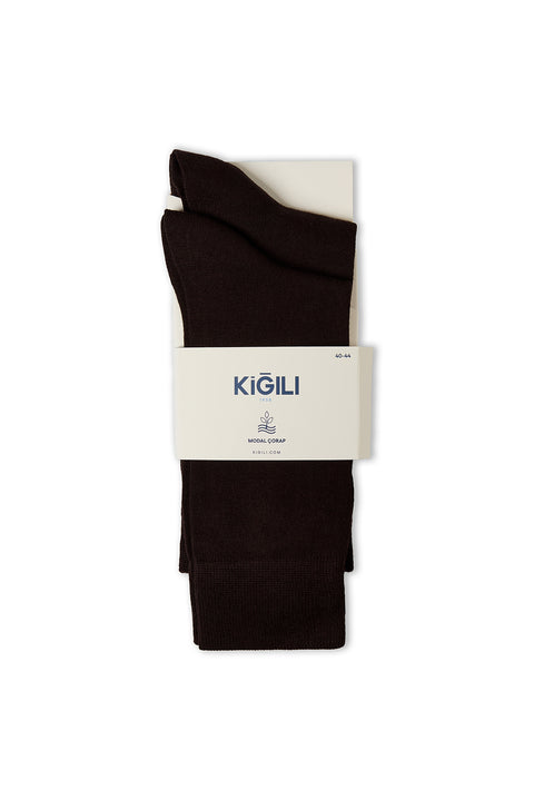 Dark Brown 2-Pack Modal Plain Socks