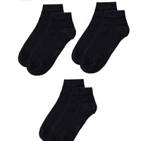 Black 3-Pair Cotton Flexible Sports Socks Set