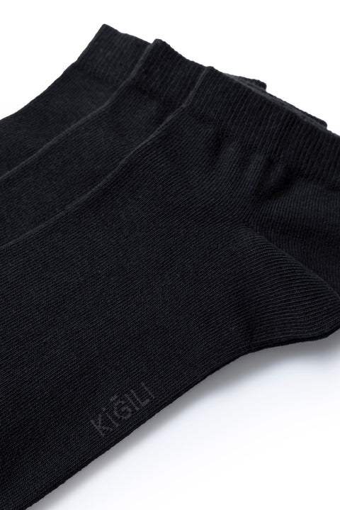 Black 3-Pair Cotton Flexible Sports Socks Set