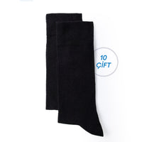 Black Cotton Flexible Classic Socks Set of 10