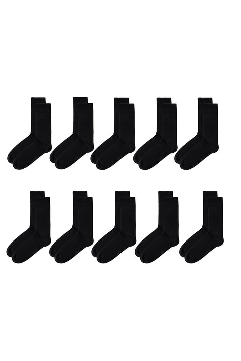 Black Cotton Flexible Classic Socks Set of 10