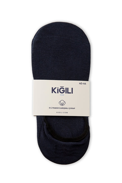 Koyu Lacivert 5'li Pamuklu Esnek Loafer Çorap Seti
