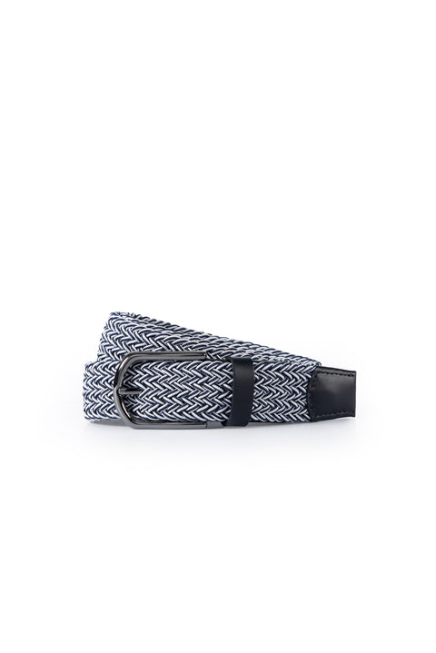 Navy Blue Gift Boxed Sporty Patterned Lycra Elastic Knit Belt