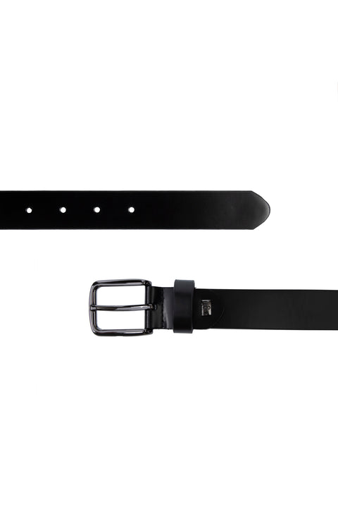 Black Plain Leather Belt