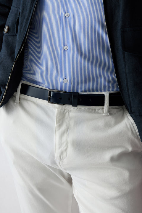 Dark Navy Blue Classic Genuine Leather Plain Patent Leather Belt