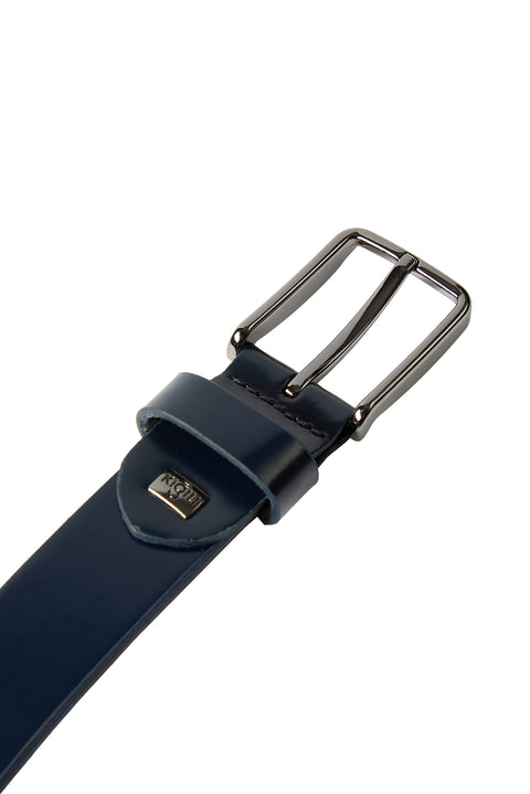 Dark Navy Blue Classic Genuine Leather Plain Patent Leather Belt
