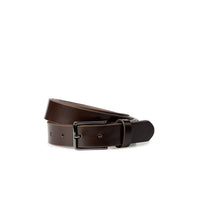 Dark Brown Classic Genuine Leather Plain Patent Leather Belt