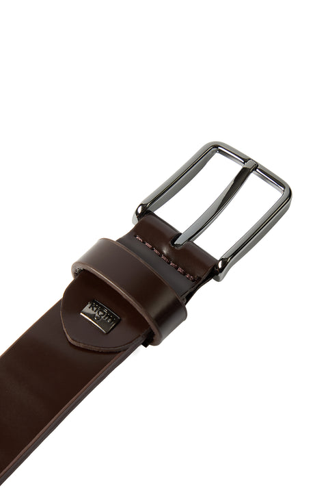 Dark Brown Classic Genuine Leather Plain Patent Leather Belt