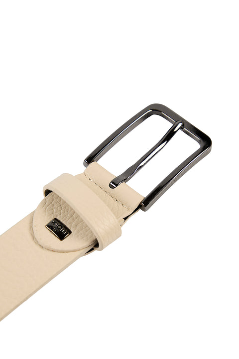 Medium Beige Floater Genuine Leather Belt