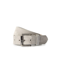 Medium Grey Genuine Leather Flat Sport Suede Belt