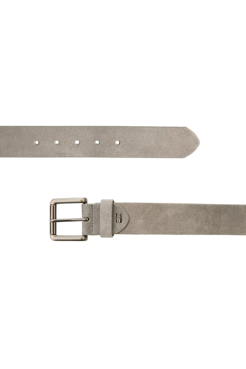 Medium Grey Genuine Leather Flat Sport Suede Belt