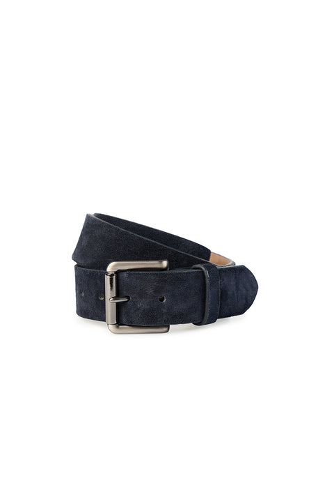 Dark Navy Genuine Leather Plain Sport Suede Belt