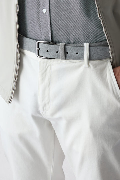 Medium Gray Sport Real Leather Suede Belt