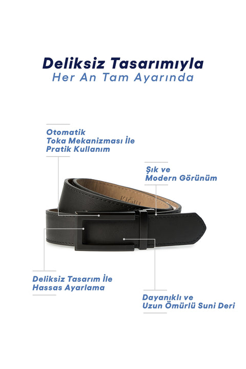 Siyah Otomatik Tokalı Düz Kemer