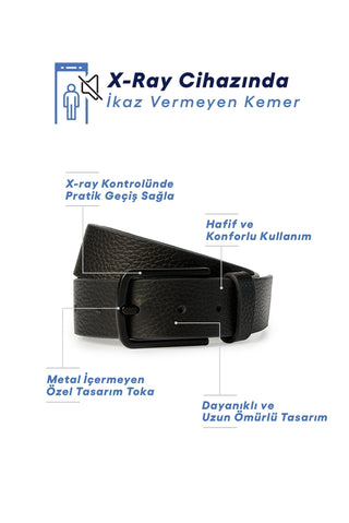  Siyah X-Ray Cihazında Ötmeyen Metal İçermeyen Özel Tokalı Havalimanı Kemeri