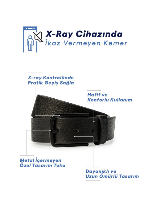 Siyah X-Ray Cihazında Ötmeyen Metal İçermeyen Özel Tokalı Havalimanı Kemeri
