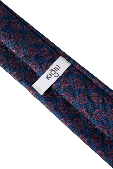 Burgundy Floral Patterned Tie & Pocket Square Gift Box Set