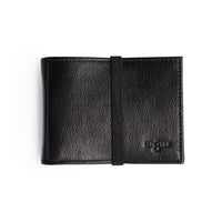 Black Leather Wallet with Elastic Strap