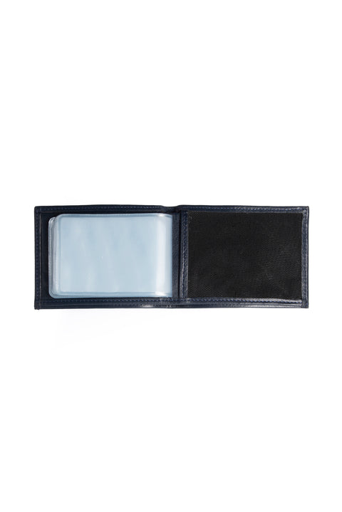 Dark Navy Leather Wallet with Elastic Waistband