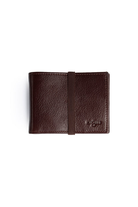 Medium Brown Leather Wallet with Elastic