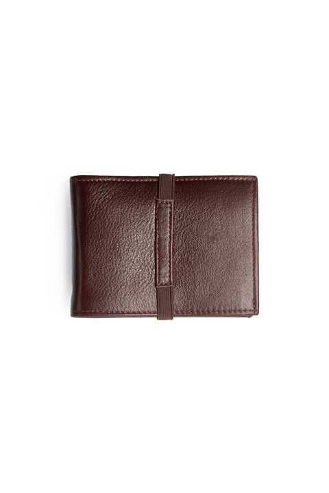 Medium Brown Leather Wallet with Elastic