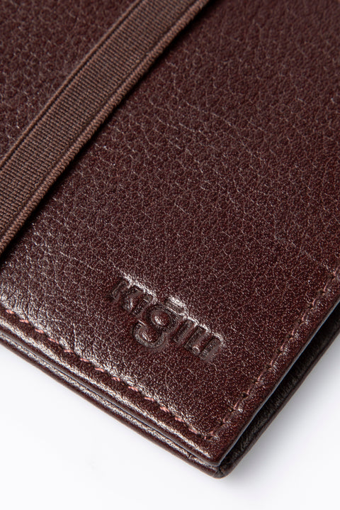 Medium Brown Leather Wallet with Elastic