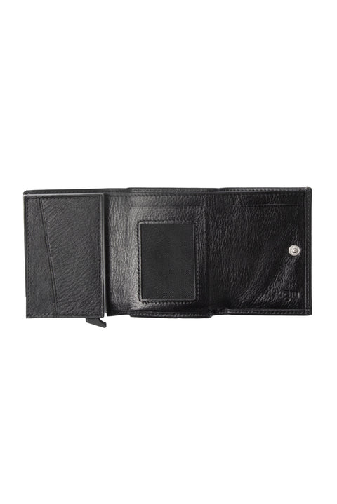 Black Leather Wallet with Mechanism