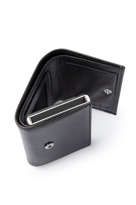 Black Leather Wallet with Mechanism