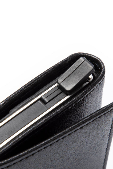 Black Leather Wallet with Mechanism