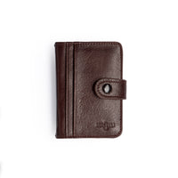 Dark Brown Snap-Fastener Leather Card Holder