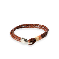 Dark Brown Round Braid Genuine Leather Bracelet