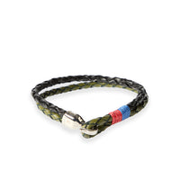 Medium Khaki Round Braided Genuine Leather Bracelet