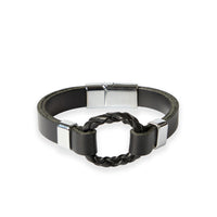 Black Ring Genuine Leather Bracelet