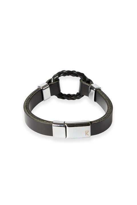 Black Ring Genuine Leather Bracelet
