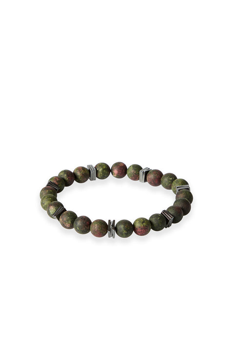 Medium Khaki Natural Stone Bead Bracelet