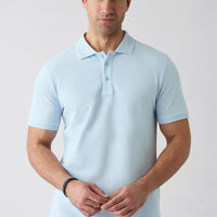 Açık Mavi Kıvrılmaz Polo Yaka Slim Fit Dar Kesim Ribana Detaylı Pamuk Tişört