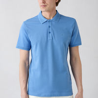Havacı Mavi Kıvrılmaz Polo Yaka Slim Fit Dar Kesim Ribana Detaylı Pamuk Tişört