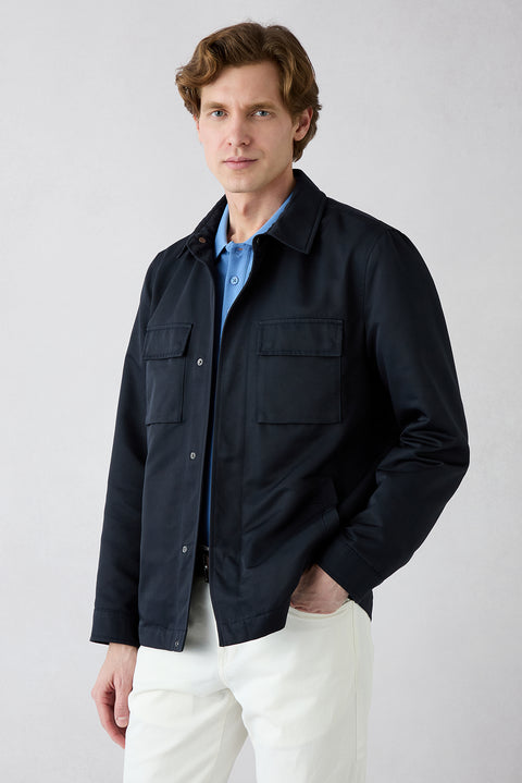 Havacı Mavi Kıvrılmaz Polo Yaka Slim Fit Dar Kesim Ribana Detaylı Pamuk Tişört