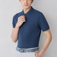 İndigo Kıvrılmaz Polo Yaka Slim Fit Dar Kesim Ribana Detaylı Pamuk Tişört