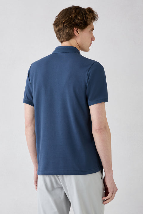 İndigo Kıvrılmaz Polo Yaka Slim Fit Dar Kesim Ribana Detaylı Pamuk Tişört