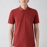 Turuncu Kıvrılmaz Polo Yaka Slim Fit Dar Kesim Ribana Detaylı Pamuk Tişört
