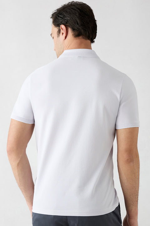 Lila Kıvrılmaz Polo Yaka Slim Fit Dar Kesim Ribana Detaylı Pamuk Tişört