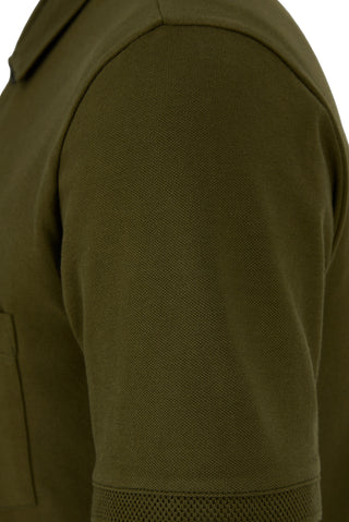  Orta Haki Kıvrılmaz Polo Yaka Regular Fit Cepli Ribana Detaylı Pamuk Tişört