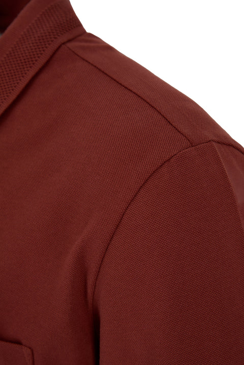 Turuncu Kıvrılmaz Polo Yaka Regular Fit Cepli Ribana Detaylı Pamuk Tişört