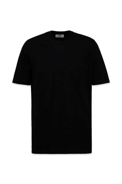 Siyah Bisiklet Yaka Regular Fit %100 Pamuk Basic Tişört