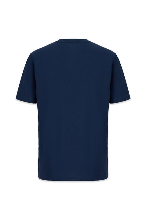 Indigo Crew Neck Regular Fit Cotton Basic T-Shirt