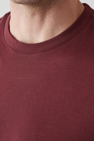  Koyu Bordo Bisiklet Yaka Regular Fit %100 Pamuk Basic Tişört